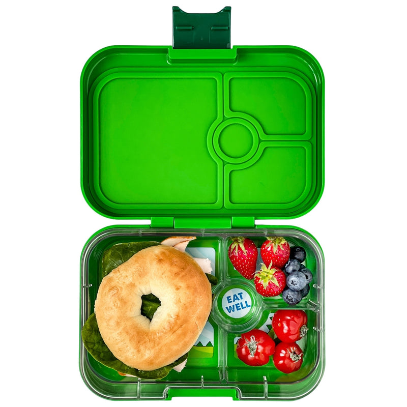 Leakproof Sandwich Friendly Bento Box - 4 Compartment - Jurassic Green - Dino by YumBox