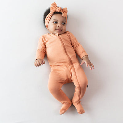 Solid Footie with Zipper - Apricot by Kyte Baby