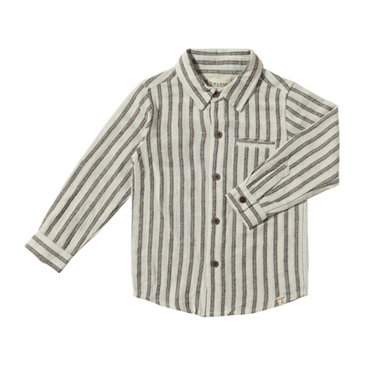 Atwood Woven Button Up - Black/Cream Stripe by Me & Henry