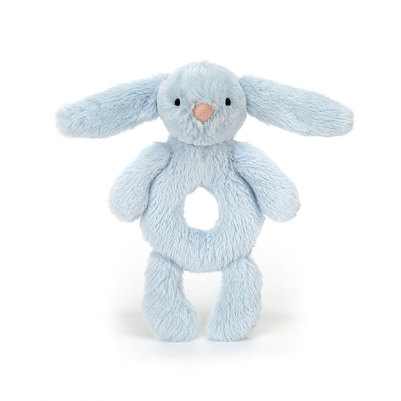 Bashful Blue Bunny Ring Rattle - 8 Inch by Jellycat