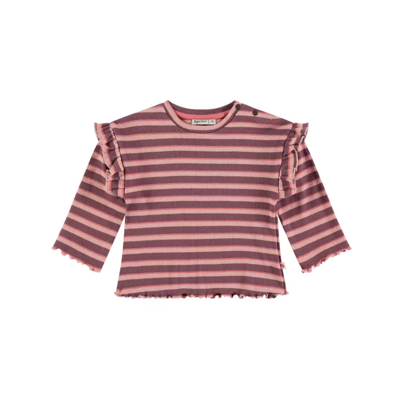 Baby Ruffle Sleeve Tee - Purple Stripes by Babyface