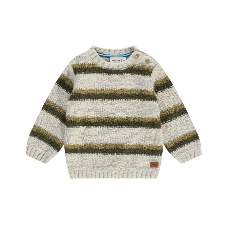 Baby Striped Sweater - Bone/Dark Forest by Babyface