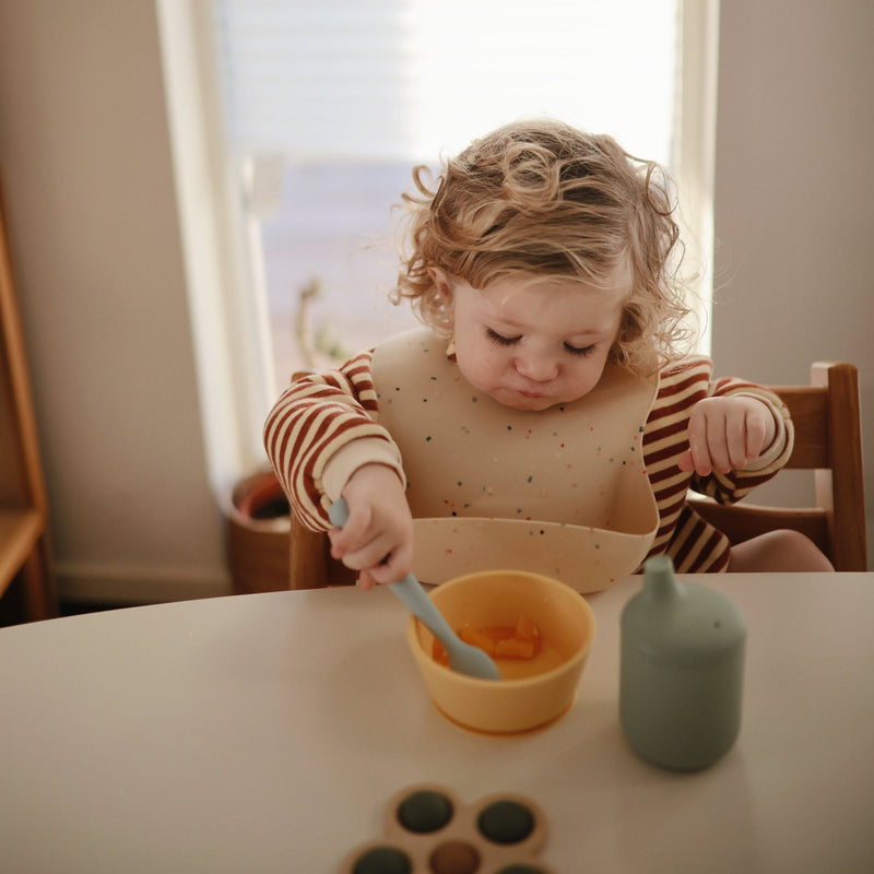 Silicone Feeding Spoons 2 Pack - Cambridge Blue/Shifting Sand by Mushie & Co