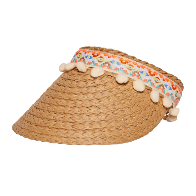 Pom Pom Straw Visor by Headster Kids