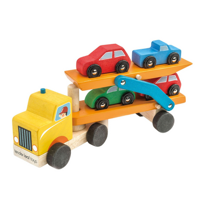 Car Transporter with Four Cars Wooden Toy by Tender Leaf Toys