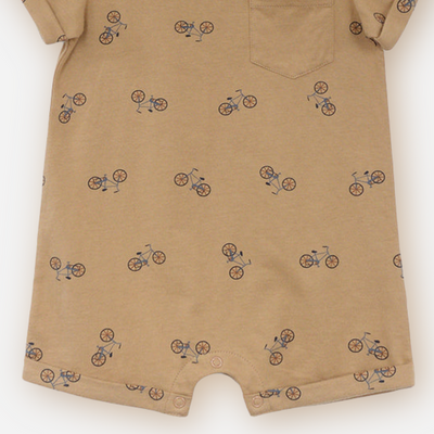 Bikes Short Sleeve Romper - Saffron by City Mouse - FINAL SALE