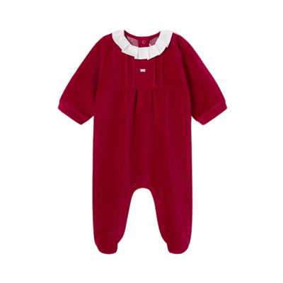 Baby Velour Collared Romper - Red by Mayoral