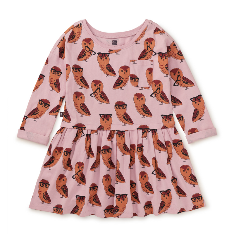 Printed Pocket Play Dress - All Knowing Owl by Tea Collection