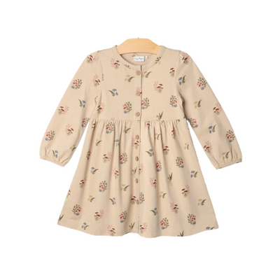 Button Down Dress - Combed Jersey Mushrooms by City Mouse