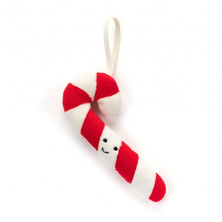 Festive Folly Candy Cane Ornament - 2x5 Inch by Jellycat FINAL SALE