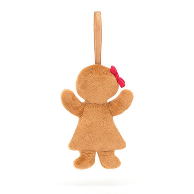 Festive Folly Gingerbread Ruby Ornament - 4x2 Inch by Jellycat