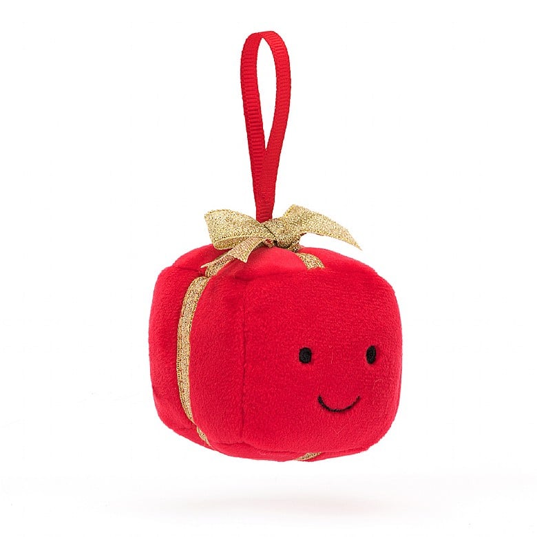 Festive Folly Present Ornament - 3x3 Inch by Jellycat