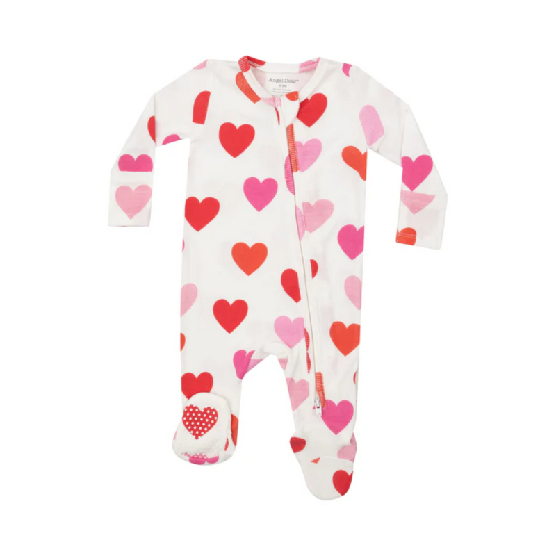 Bamboo 2 Way Zipper Footie - Big Hearts by Angel Dear