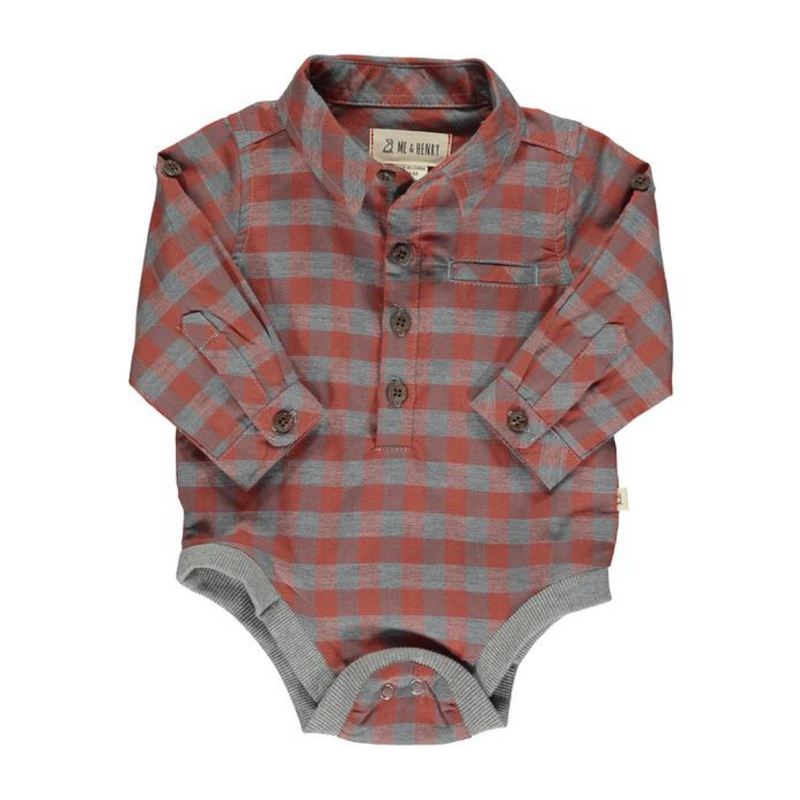 Jasper Woven Bodysuit - Rust/Grey Plaid by Me & Henry