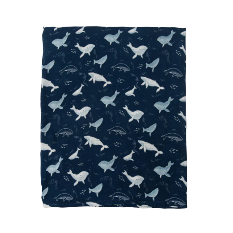 Luxe Muslin Swaddle - Whales by Loulou Lollipop