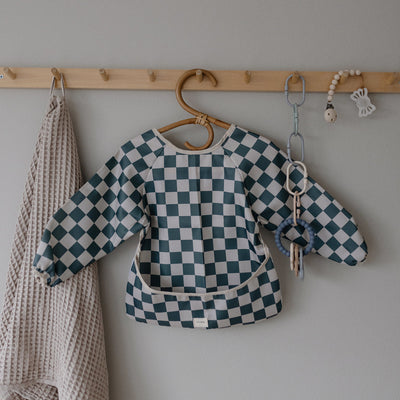 Long Sleeve Bib - Olive Check by Mushie