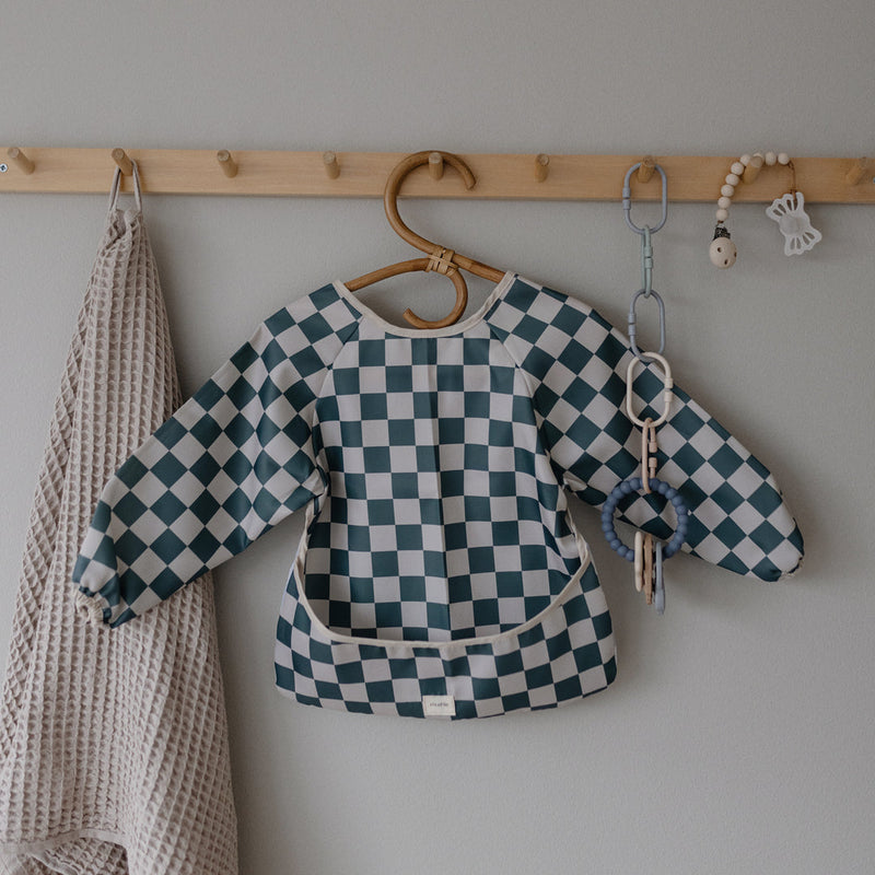 Long Sleeve Bib - Olive Check by Mushie