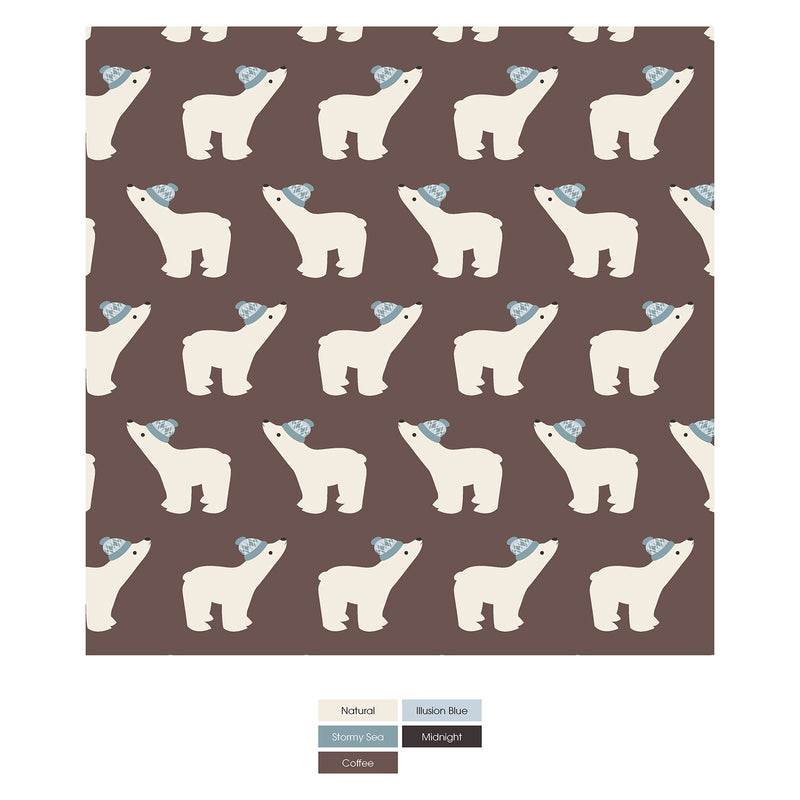 Print Footie with 2 Way Zipper - Coffee Polar Bears by Kickee Pants