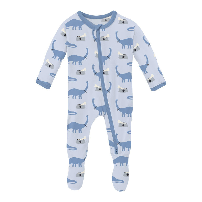 Print Footie with 2 Way Zipper - Dew Pet Dino by Kickee Pants - FINAL SALE