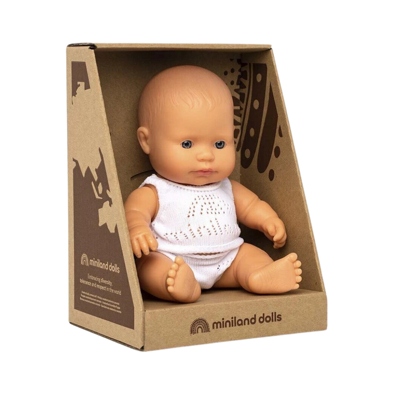 Newborn Baby Doll Caucasian Girl 8 1/4" by Miniland