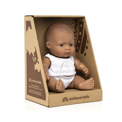 Newborn Baby Doll Hispanic Boy 8 1/4" by Miniland