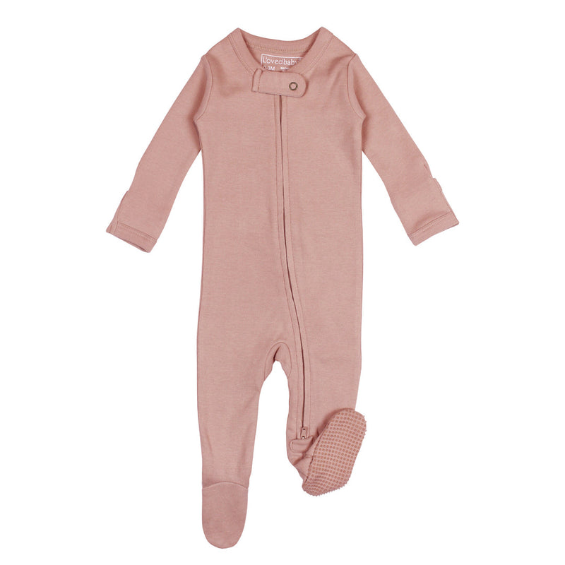 Organic Zipper Footie - Mauve by Loved Baby