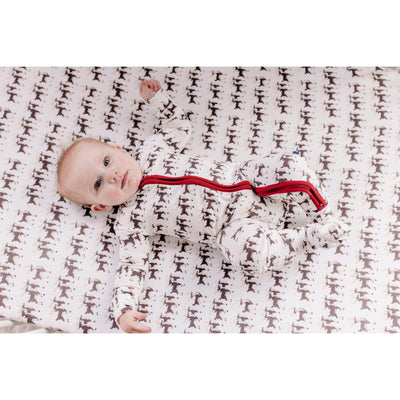 Print Footie with 2 Way Zipper - Natural Rudolph by Kickee Pants