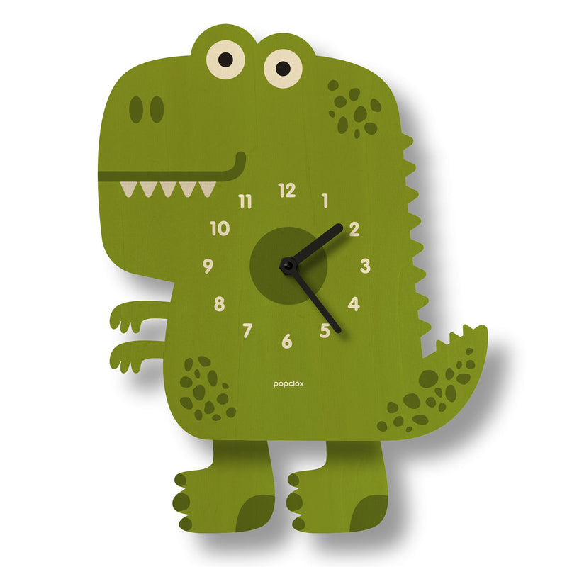 Dinosaur Wood Pendulum Clock by Popclox