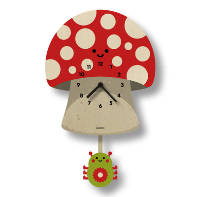 Mushroom Wood Pendulum Clock by Popclox