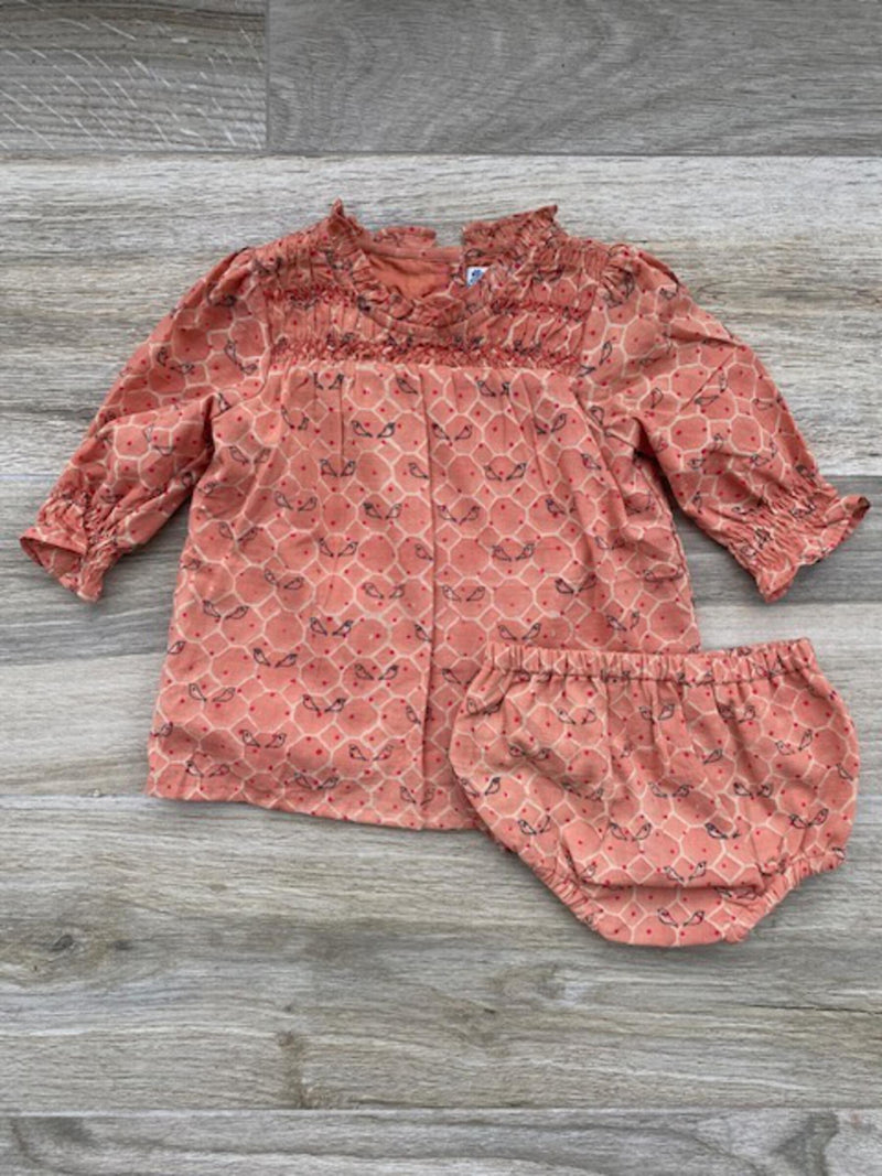 Smocked Santa Fe Dress - Coral Birds by Poppet & Fox