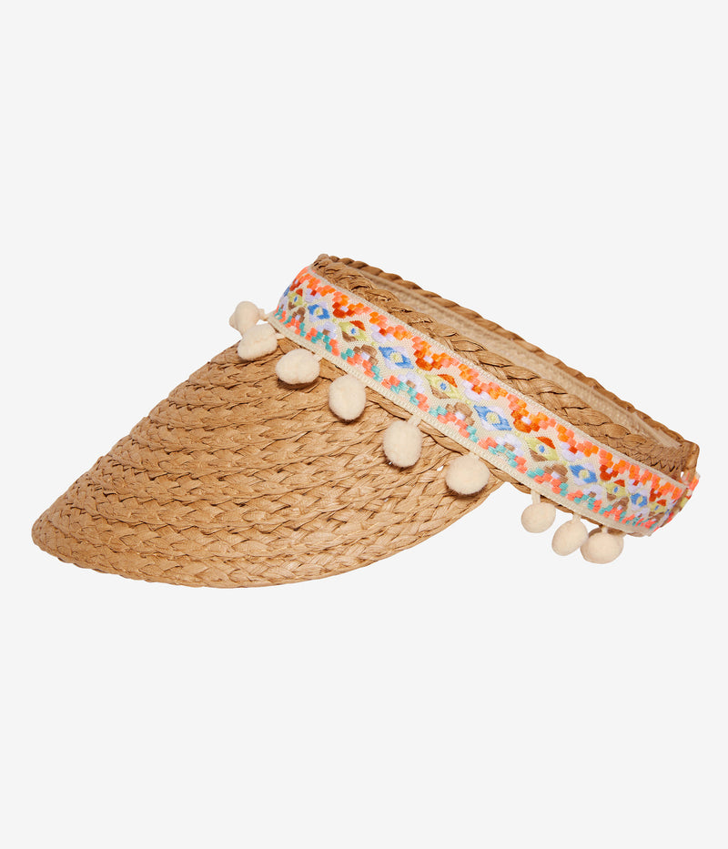 Pom Pom Straw Visor by Headster Kids