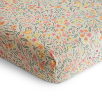 Extra Soft Muslin Crib Sheet - Pastel Blooms by Mushie & Co