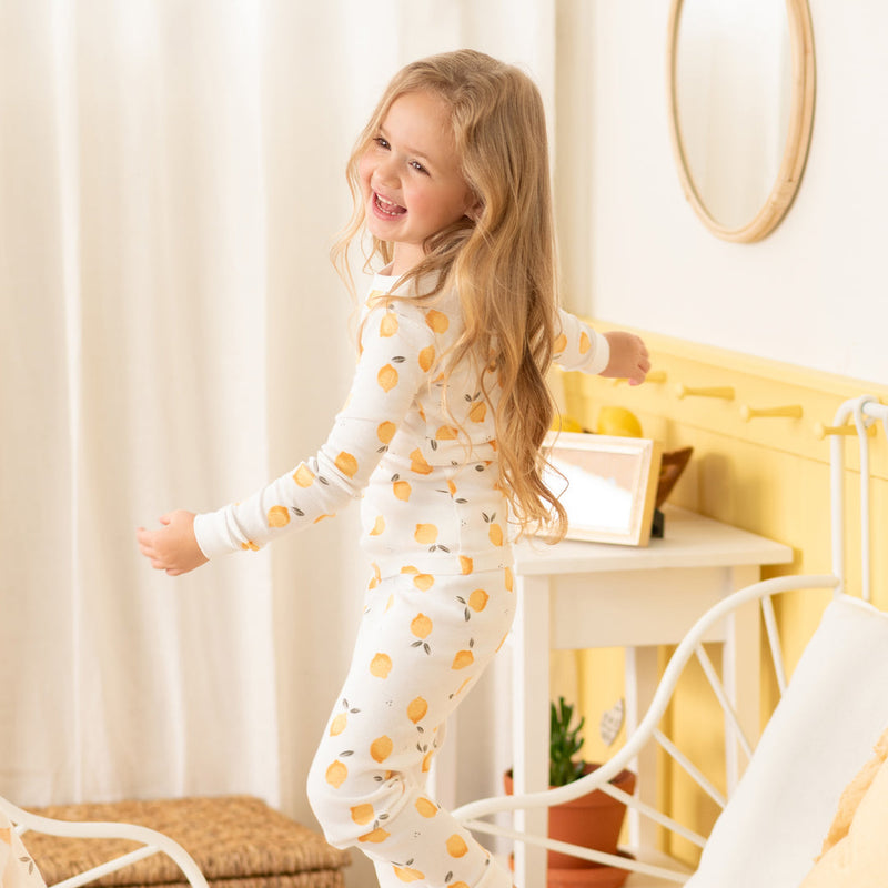 Pajama Set - Lemon Print on Off White by Petit Lem - FINAL SALE