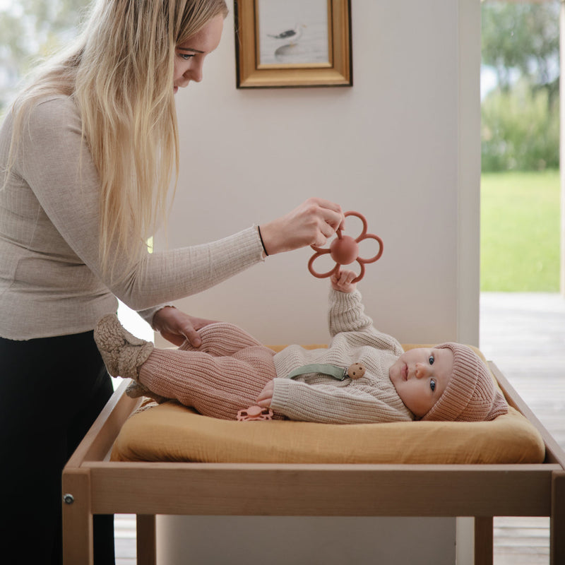 Daisy Rattle Teether by Mushie & Co