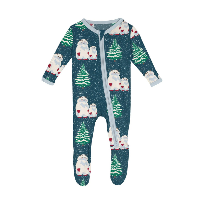 Print Footie with 2 Way Zipper - Peacock Yeti by Kickee Pants