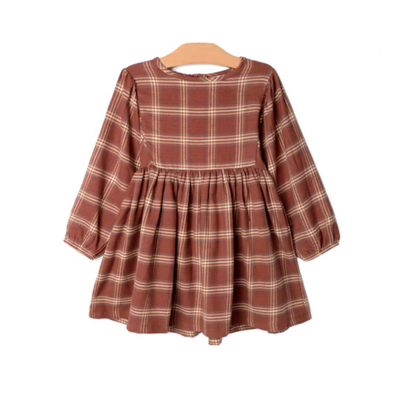 Puff Sleeve Dress - Flannel Rust by City Mouse