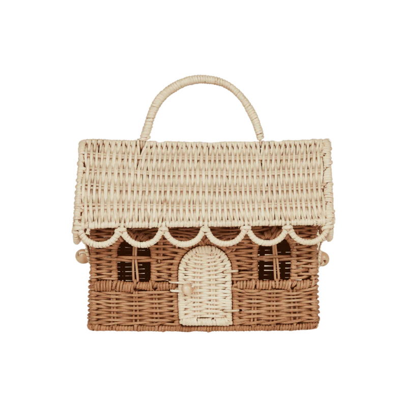 Rattan Gingerbread Casa Clutch - Natural/Straw by Olli Ella