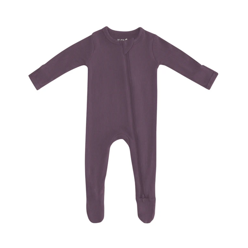 Ribbed Footie with Zipper - Currant by Kyte Baby