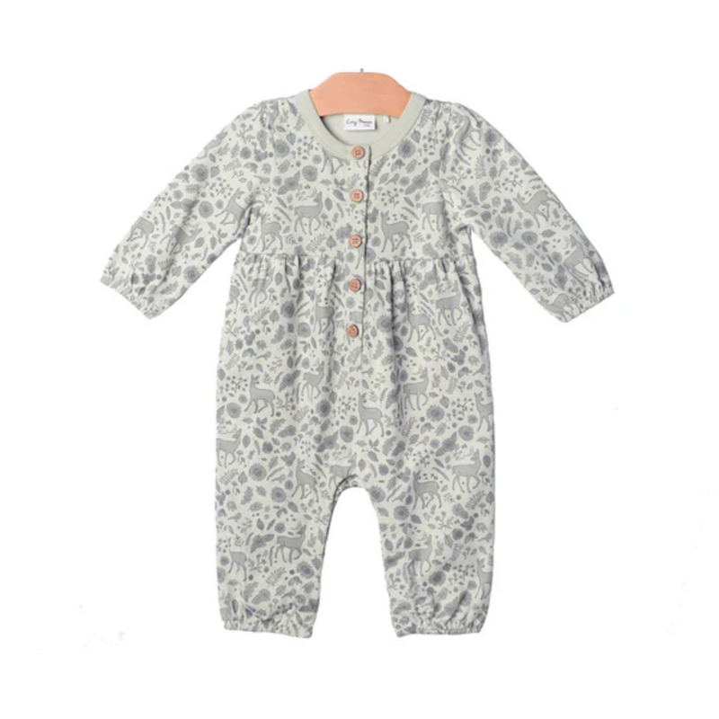 Henley Long Leg Romper - Combed Jersey Deer by City Mouse