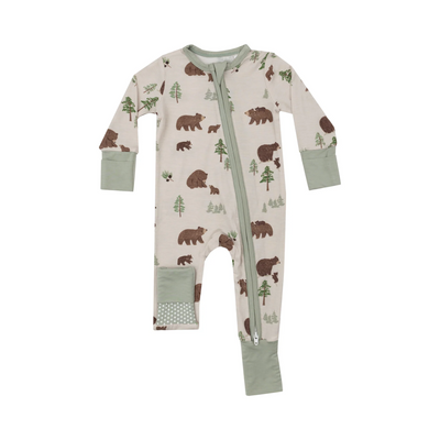 Bamboo 2 Way Zipper Romper - Sweet Brown Bears by Angel Dear