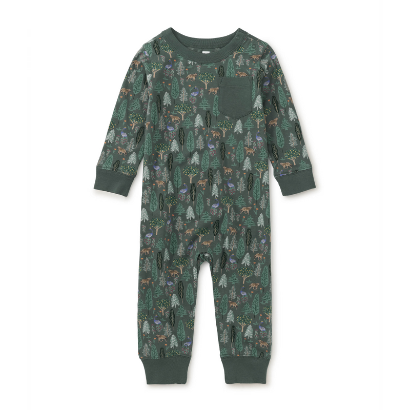 Long Sleeve Pocket Baby Romper - Turkish Forest Scene by Tea Collection