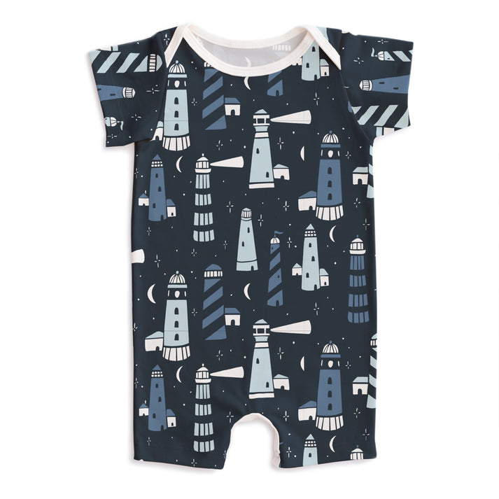 Summer Romper - Lighthouses Night Sky by Winter Water Factory - FINAL SALE