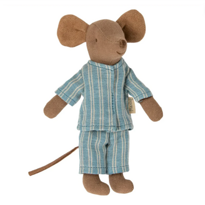 Big Brother Mouse in Matchbox - Blue Striped Pajamas by Maileg