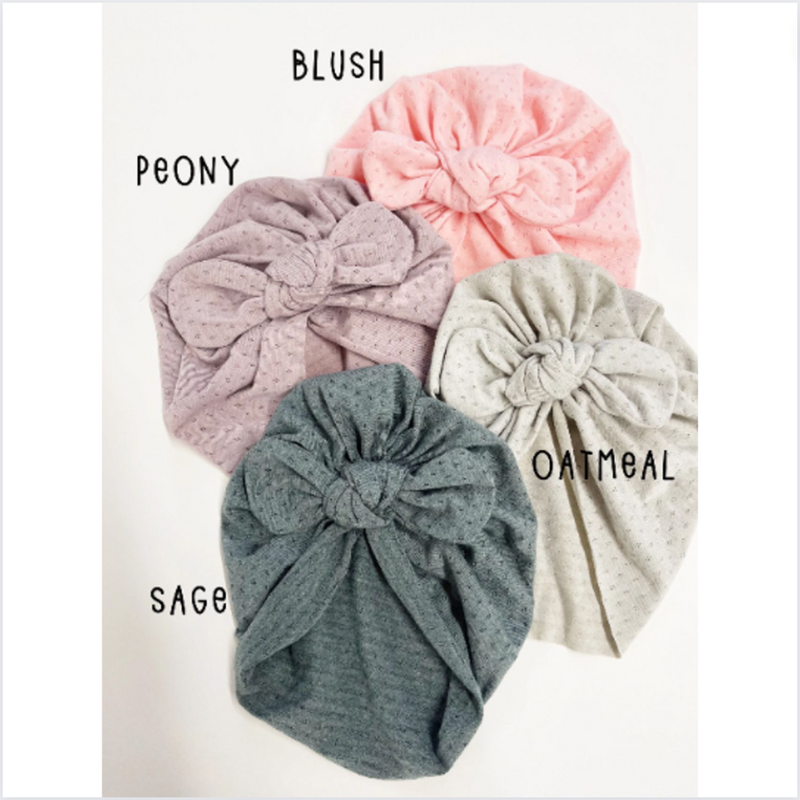 Lightweight Spring Bow Baby Turban - Blush by Golden Dot Lane