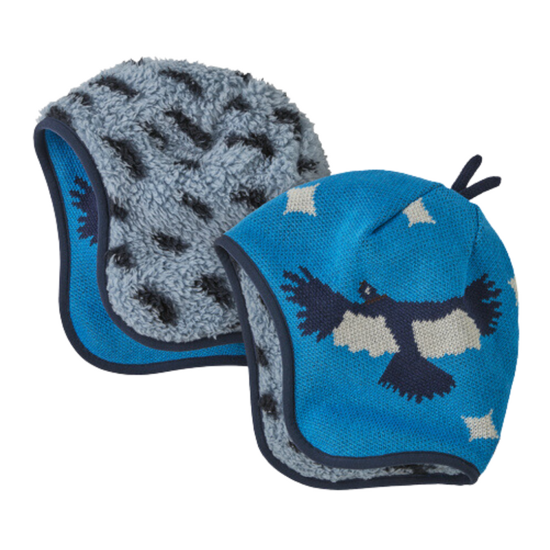 Baby Reversible Beanie - Guanaco Fiesta Blue Bird by Patagonia