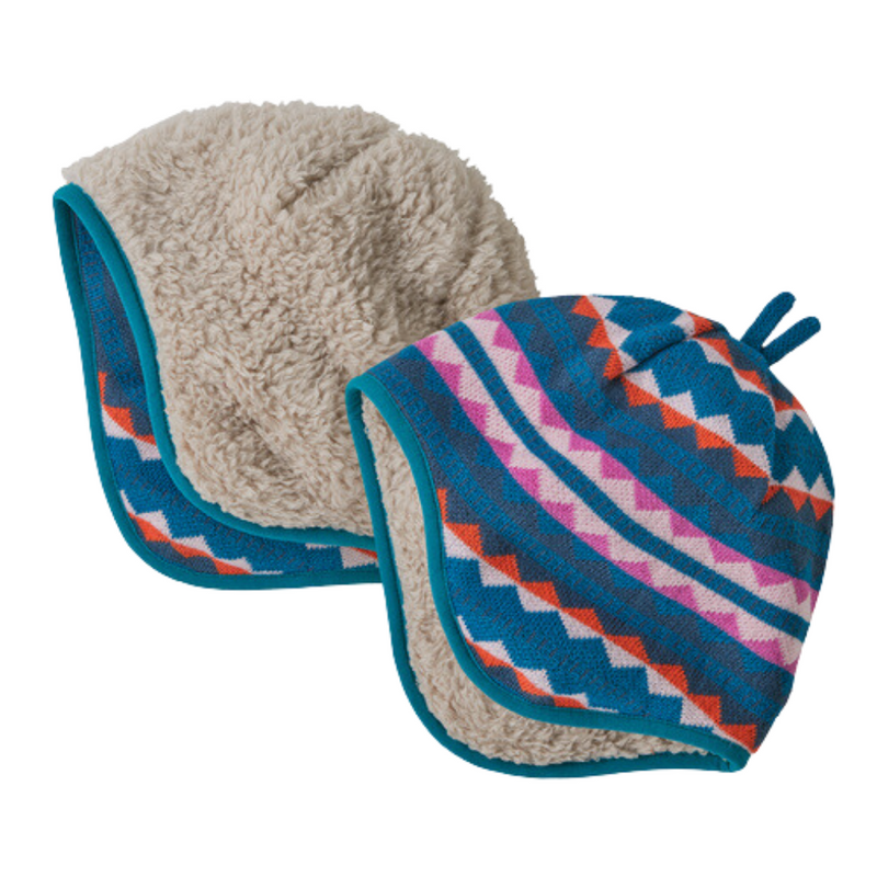 Baby Reversible Beanie - Diamond Stripe Marble Pink by Patagonia