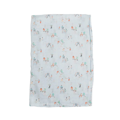 Luxe Muslin Swaddle - Ice Hockey by Loulou Lollipop