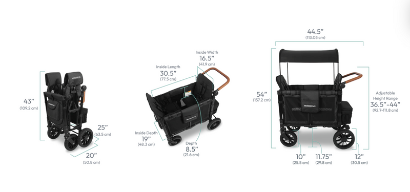 W2 Luxe Stroller Wagon by Wonderfold