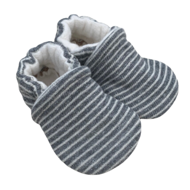 Organic Cotton Slipper - Gray Stripe French Terry by Snow & Arrow