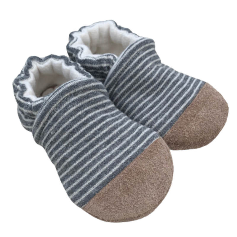 Organic Cotton Slipper - Gray Stripe French Terry by Snow & Arrow